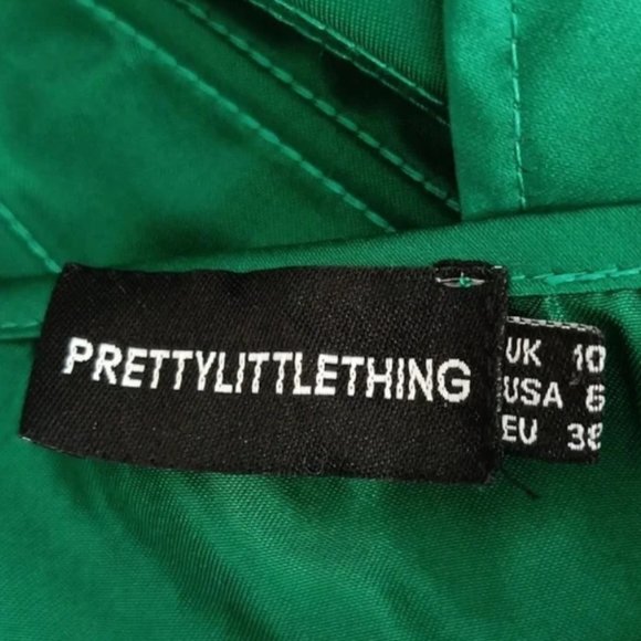 US 6👙PrettyLittleThing Emerald Green Satin Corset Strappy Top - Picture 8 of 9